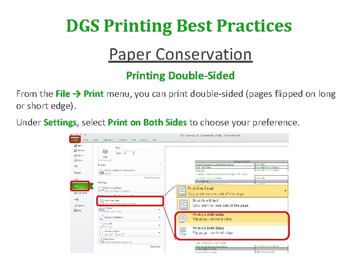 DGS Printing Best Practices Paper Conservation Printing Double-Sided From the File → Print menu,