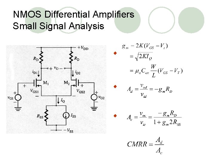 NMOS Differential Amplifiers Small Signal Analysis 