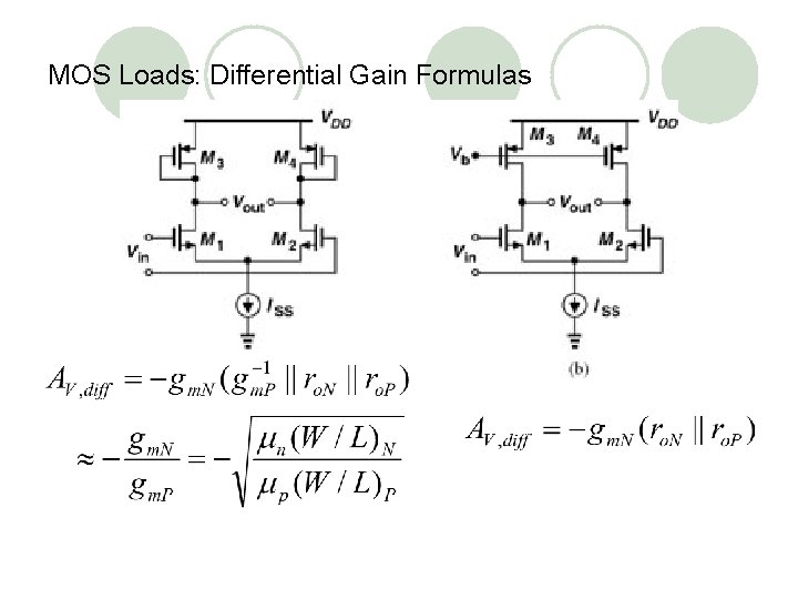 MOS Loads: Differential Gain Formulas 