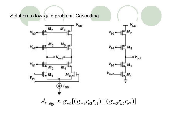 Solution to low-gain problem: Cascoding 