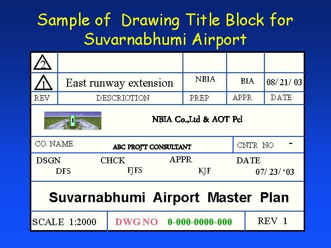 Sample of Drawing Title Block for Suvarnabhumi Airport 2 NBIA East runway extension 1