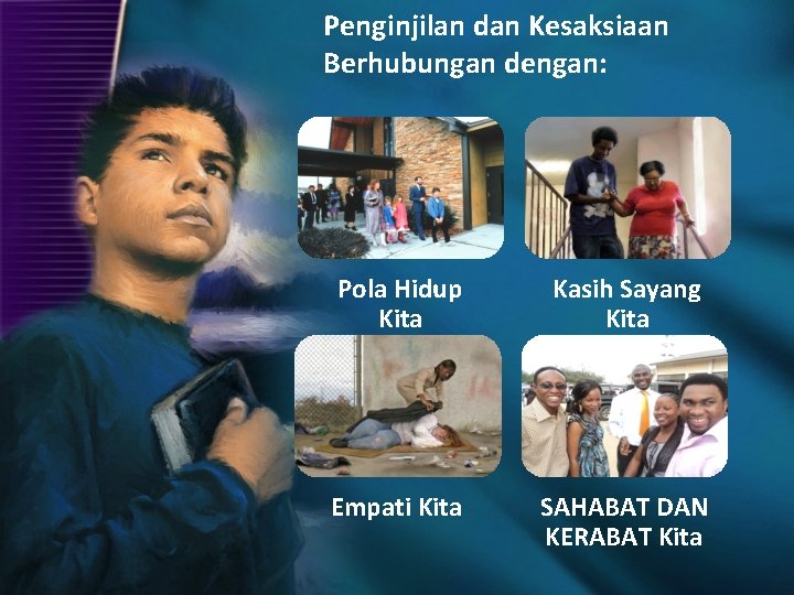 Penginjilan dan Kesaksiaan Berhubungan dengan: Pola Hidup Kita Kasih Sayang Kita Empati Kita SAHABAT