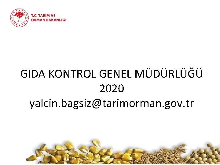 GIDA KONTROL GENEL MÜDÜRLÜĞÜ 2020 yalcin. bagsiz@tarimorman. gov. tr 