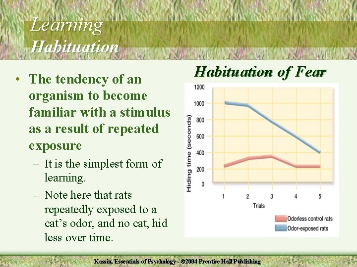 Learning Habituation • The tendency of an organism to become familiar with a stimulus