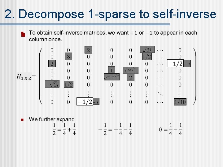 2. Decompose 1 -sparse to self-inverse n 