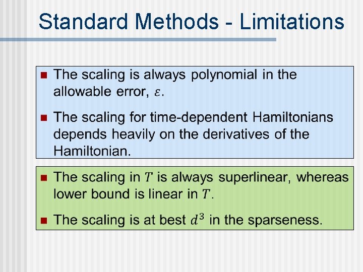 Standard Methods - Limitations n 