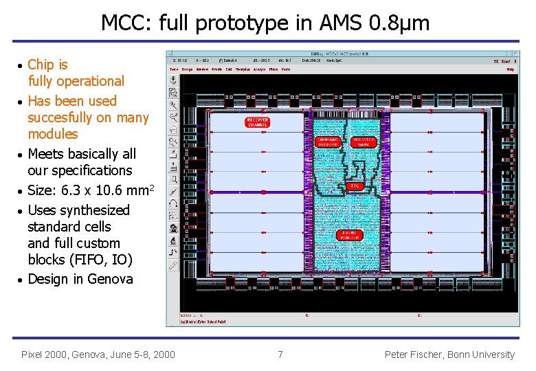 MCC: full prototype in AMS 0. 8µm · · · Chip is fully operational