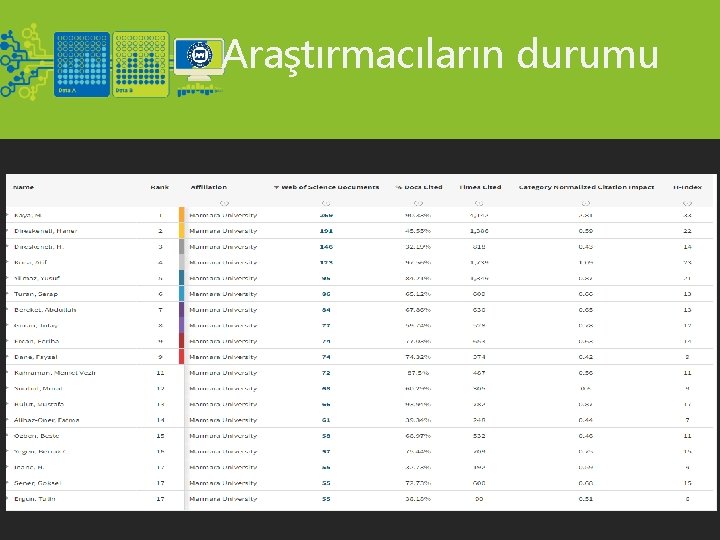 Araştırmacıların durumu 