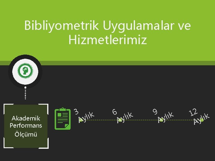 Bibliyometrik Uygulamalar ve Hizmetlerimiz Akademik Performans Ölçümü 3 ık l Ay 6 ık l