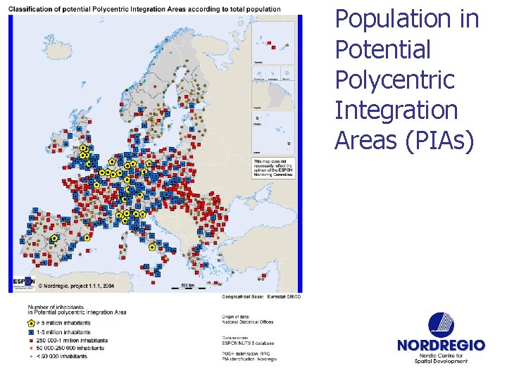 Population in Potential Polycentric Integration Areas (PIAs) 