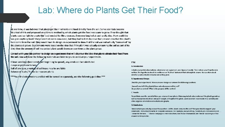 Lab: Where do Plants Get Their Food? 