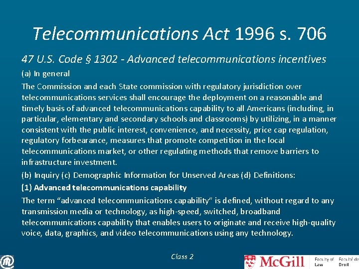 Telecommunications Act 1996 s. 706 47 U. S. Code § 1302 - Advanced telecommunications