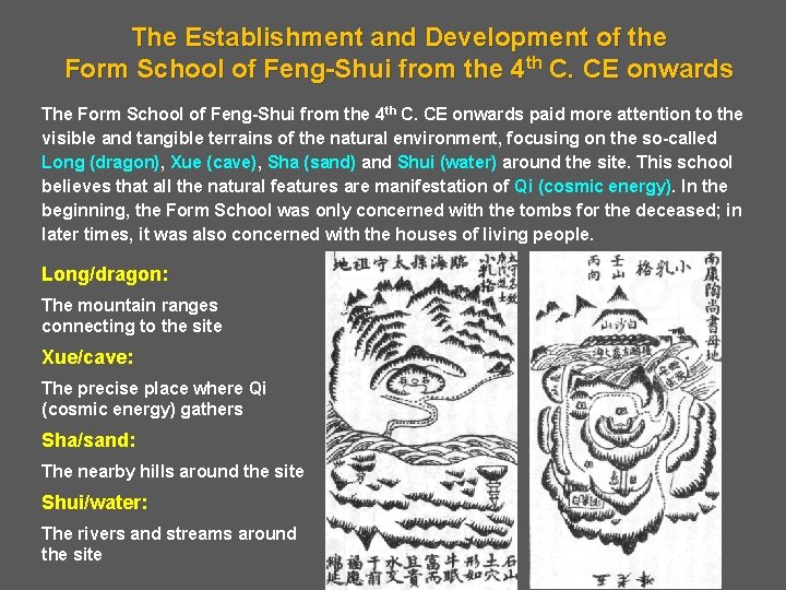 The Establishment and Development of the Form School of Feng-Shui from the 4 th