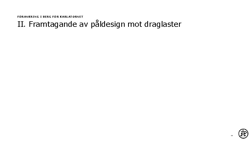 FÖRANKRING I BERG FÖR KARLATORNET II. Framtagande av påldesign mot draglaster 26 