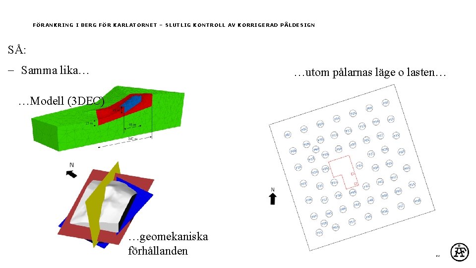 FÖRANKRING I BERG FÖR KARLATORNET – SLUTLIG KONTROLL AV KORRIGERAD PÅLDESIGN SÅ: Samma lika…