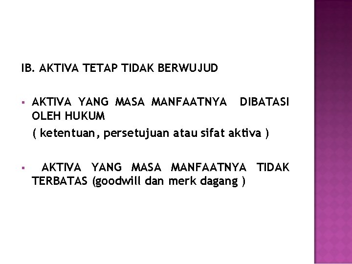 IB. AKTIVA TETAP TIDAK BERWUJUD § AKTIVA YANG MASA MANFAATNYA DIBATASI OLEH HUKUM (