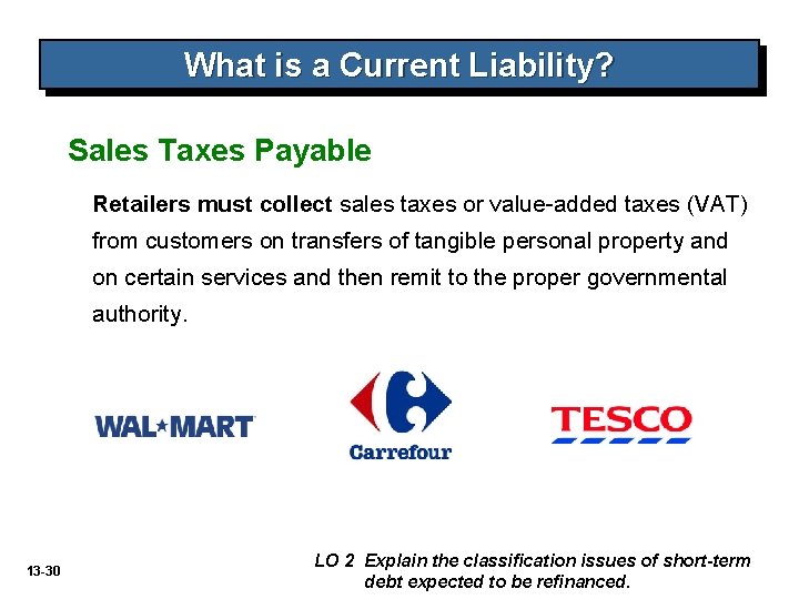 What is a Current Liability? Sales Taxes Payable Retailers must collect sales taxes or