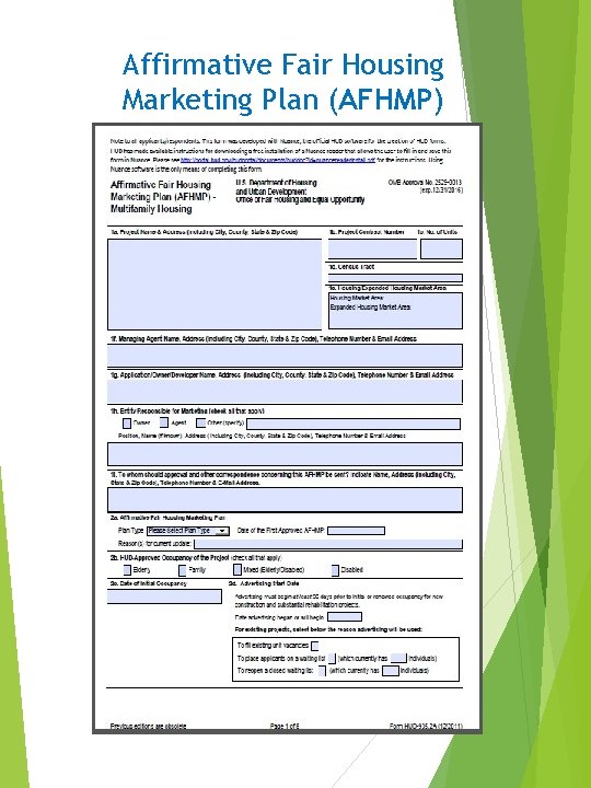 Affirmative Fair Housing Marketing Plan (AFHMP) 