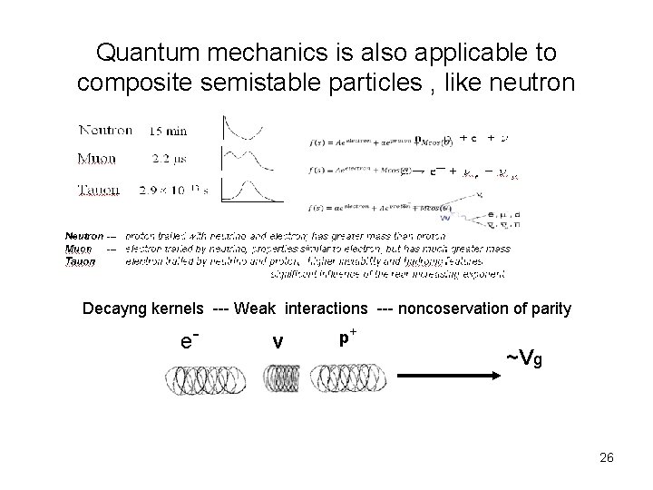 Quantum mechanics is also applicable to composite semistable particles , like neutron Decayng kernels