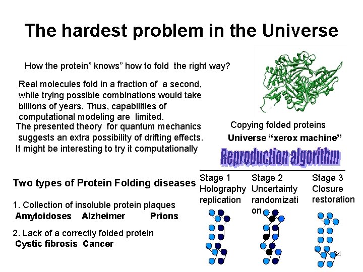 The hardest problem in the Universe How the protein” knows” how to fold the