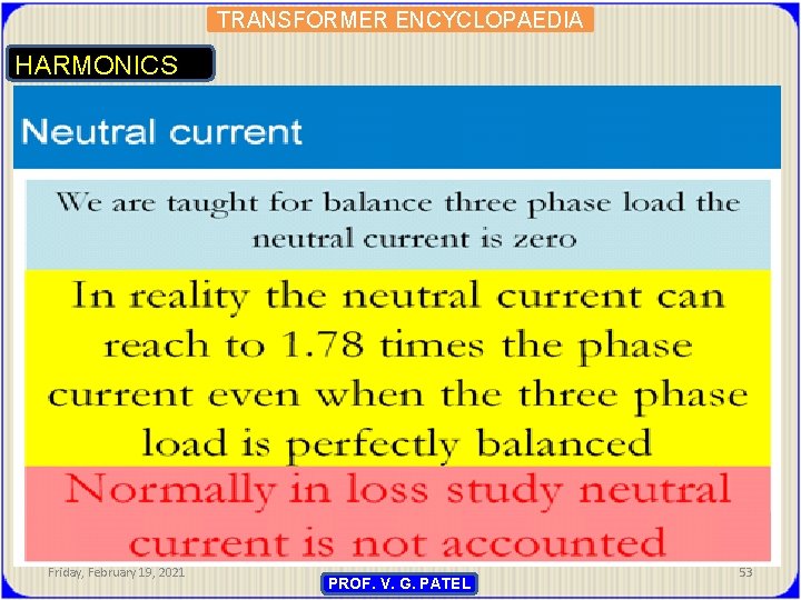 TRANSFORMER ENCYCLOPAEDIA HARMONICS Friday, February 19, 2021 PROF. V. G. PATEL 53 