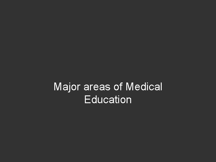 Major areas of Medical Education 