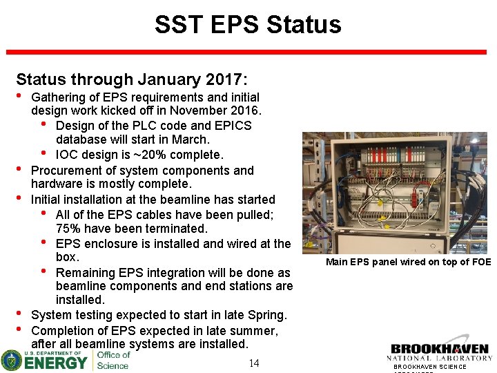 SST EPS Status through January 2017: • Gathering of EPS requirements and initial •