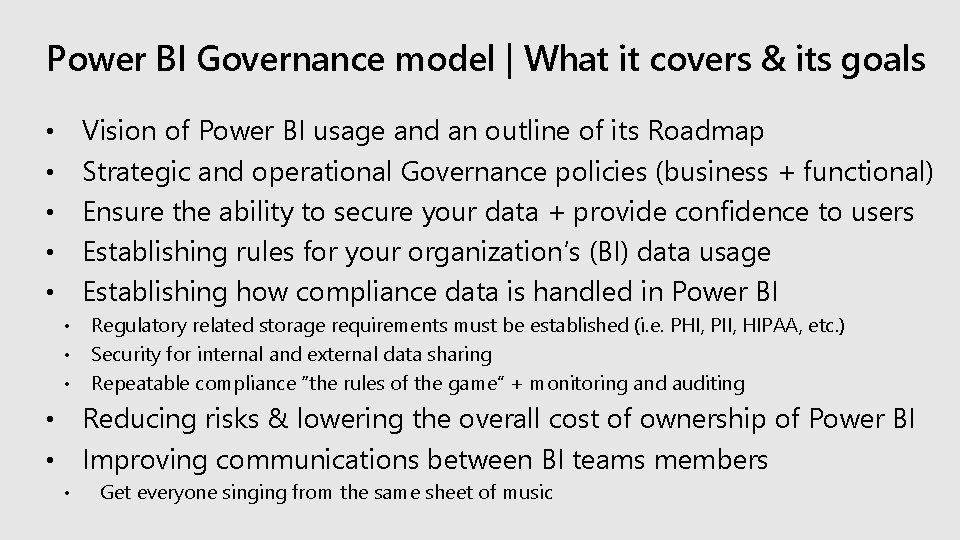 Power BI Governance model | What it covers & its goals Vision of Power