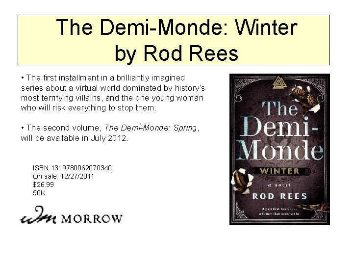 The Demi-Monde: Winter by Rod Rees • The first installment in a brilliantly imagined