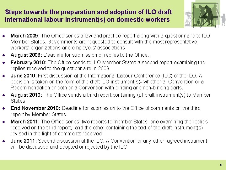 Steps towards the preparation and adoption of ILO draft international labour instrument(s) on domestic