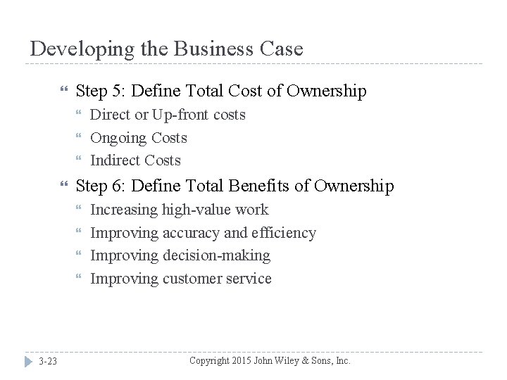 Developing the Business Case Step 5: Define Total Cost of Ownership Step 6: Define