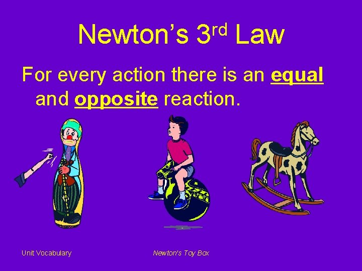 Newton’s rd 3 Law For every action there is an equal and opposite reaction.