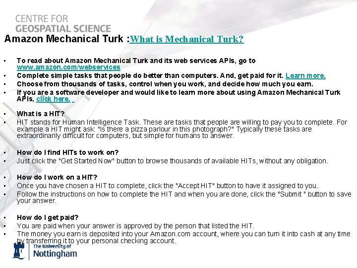  Amazon Mechanical Turk : What is Mechanical Turk? • • • To read