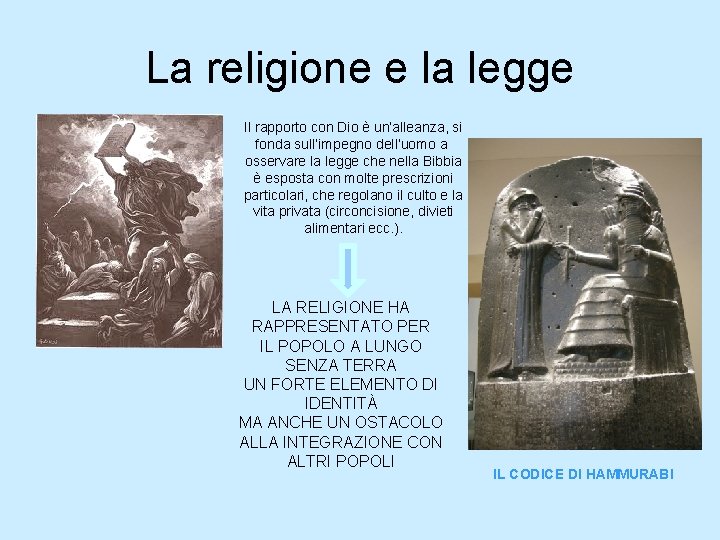 La religione e la legge Il rapporto con Dio è un’alleanza, si fonda sull’impegno