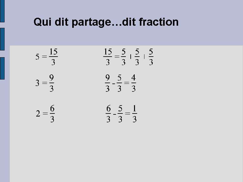 Qui dit partage…dit fraction 