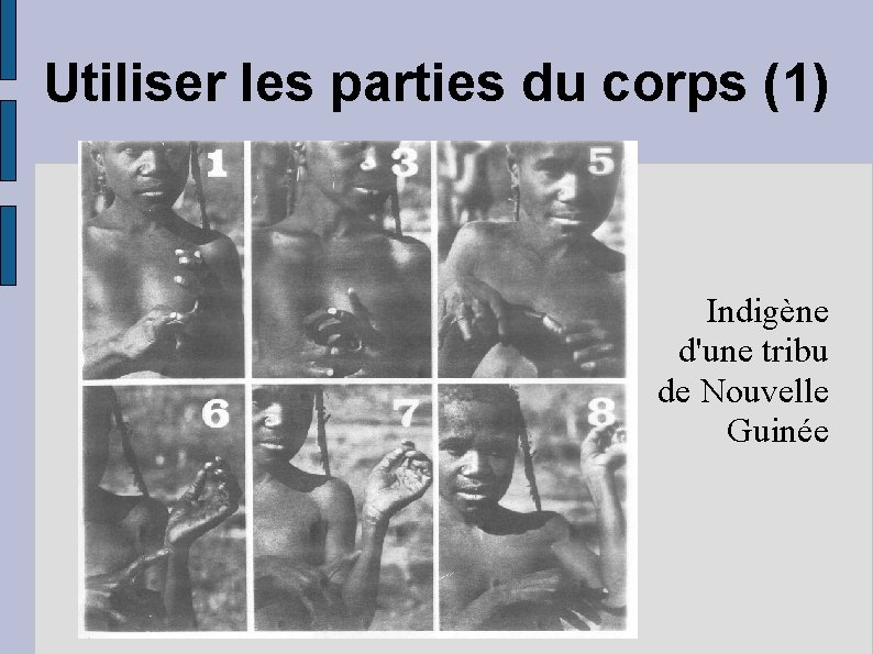 Utiliser les parties du corps (1) Indigène d'une tribu de Nouvelle Guinée 