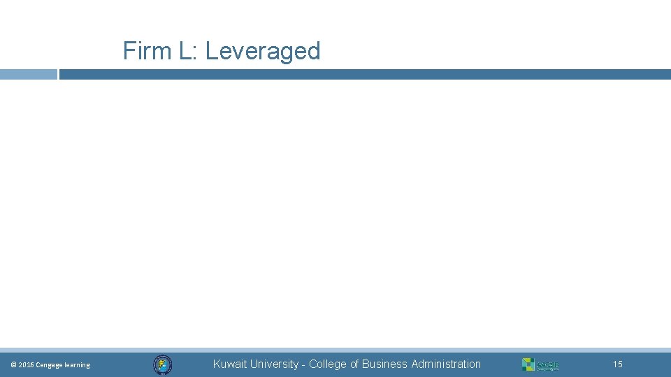 Firm L: Leveraged © 2016 Cengage learning Kuwait University - College of Business Administration