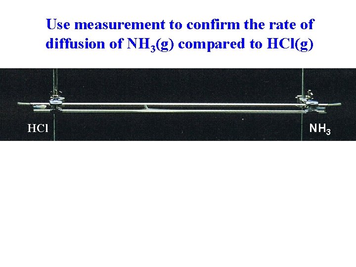 Use measurement to confirm the rate of diffusion of NH 3(g) compared to HCl(g)