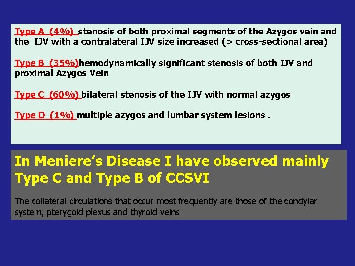 Type A (4%) stenosis of both proximal segments of the Azygos vein and the
