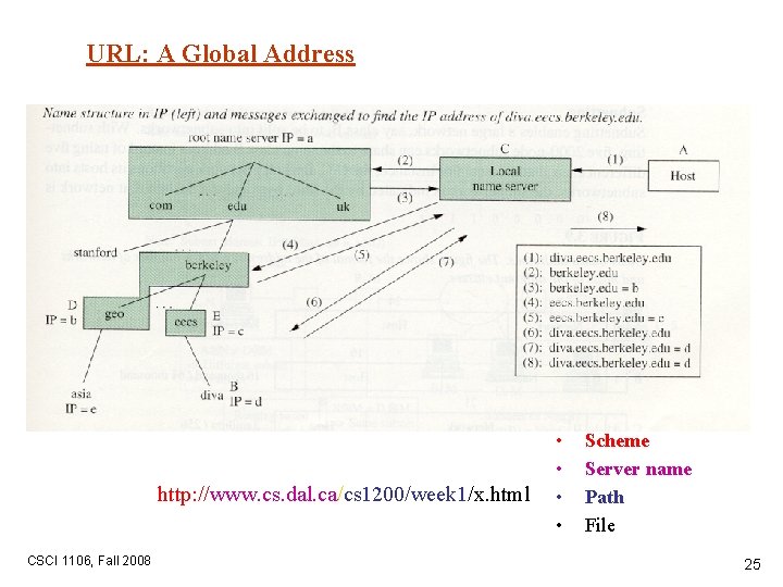 URL: A Global Address http: //www. cs. dal. ca/cs 1200/week 1/x. html CSCI 1106,