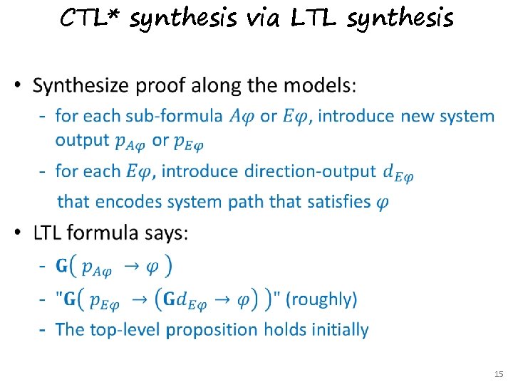 CTL* synthesis via LTL synthesis • 15 