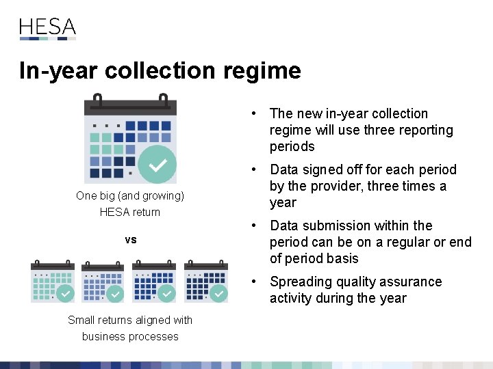 In-year collection regime • The new in-year collection regime will use three reporting periods
