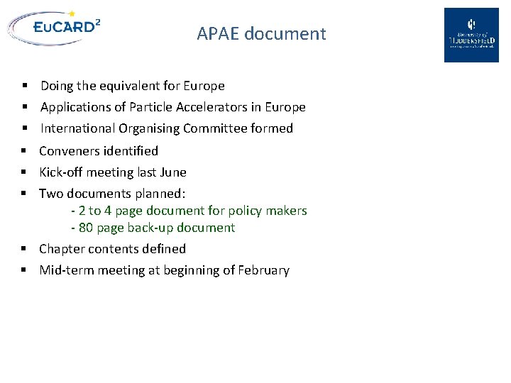 APAE document § Doing the equivalent for Europe § Applications of Particle Accelerators in