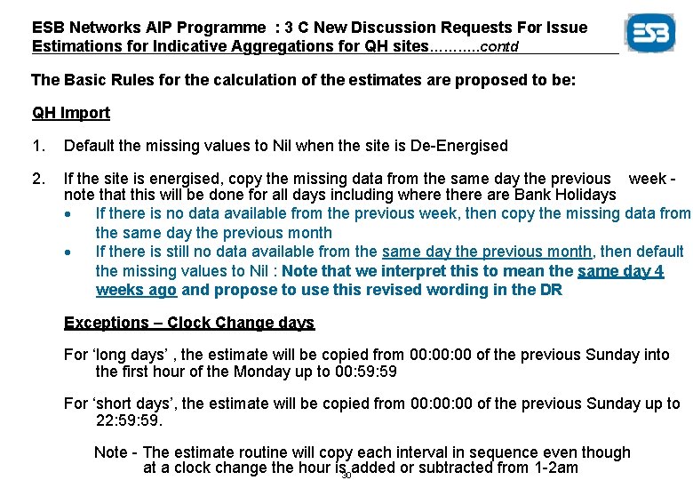 ESB Networks AIP Programme : 3 C New Discussion Requests For Issue Estimations for
