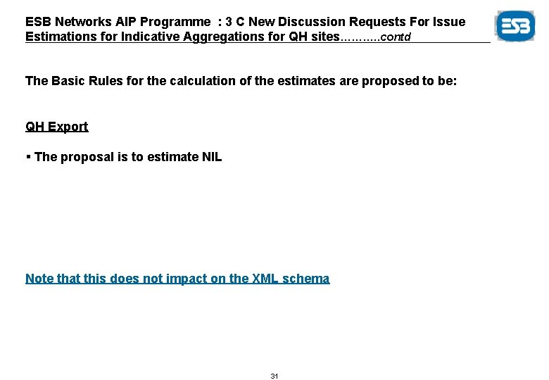ESB Networks AIP Programme : 3 C New Discussion Requests For Issue Estimations for