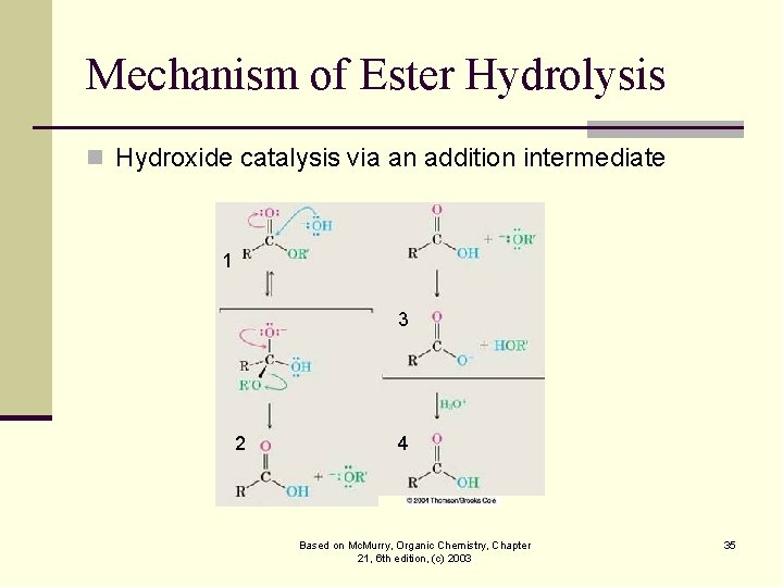 Mechanism of Ester Hydrolysis n Hydroxide catalysis via an addition intermediate 1 3 2
