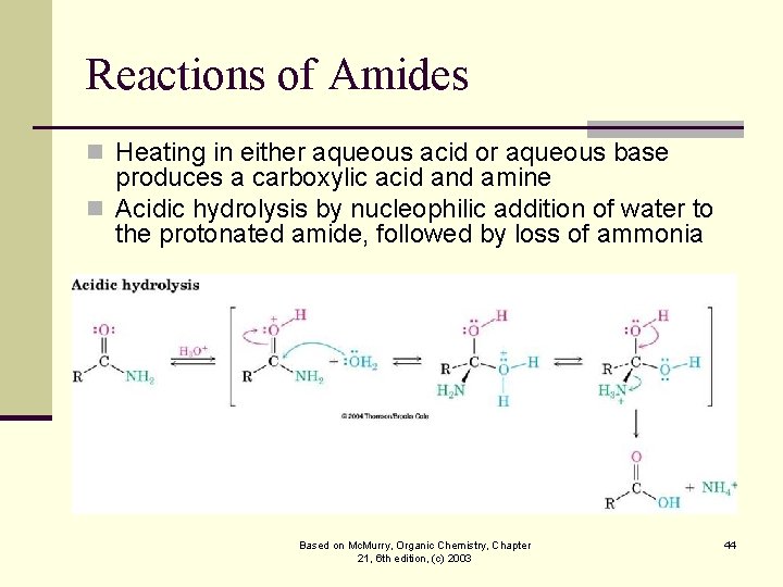 Reactions of Amides n Heating in either aqueous acid or aqueous base produces a