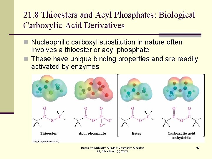 21. 8 Thioesters and Acyl Phosphates: Biological Carboxylic Acid Derivatives n Nucleophilic carboxyl substitution
