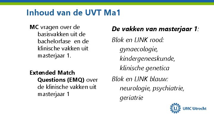 Inhoud van de UVT Ma 1 MC vragen over de basisvakken uit de bachelorfase