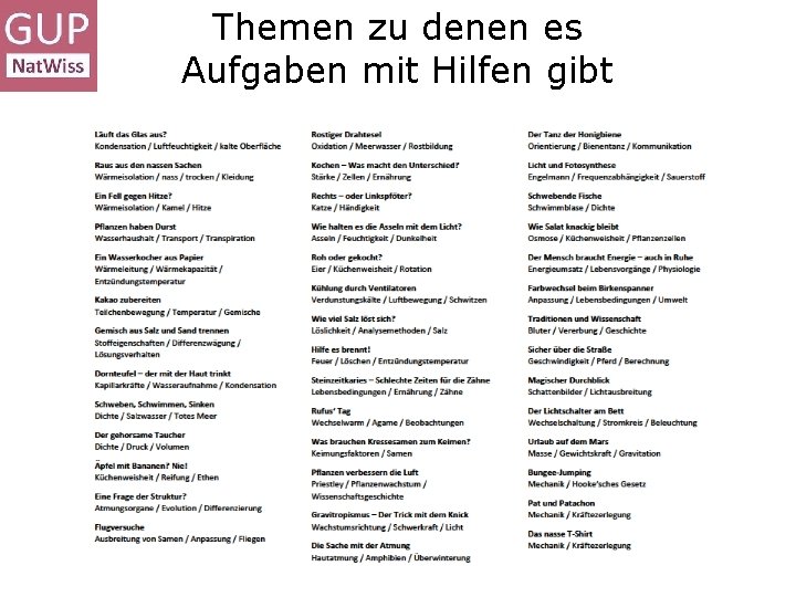 Themen zu denen es Aufgaben mit Hilfen gibt Dr. L. Stäudel, Leipzig, 28. 02.